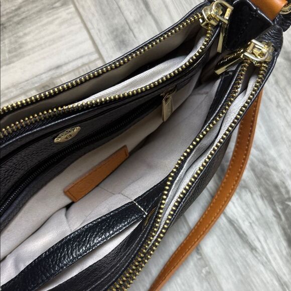 Valentina Black and Tan Crossbody Bag - Picture 8 of 11